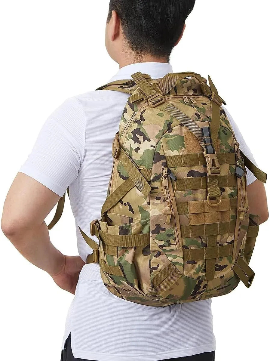 Jungle Leopard 40L Tactical Backpack Men Camping Hiking Bag Reflective Travel Survival MOLLE Climbing Rucksack(BK)