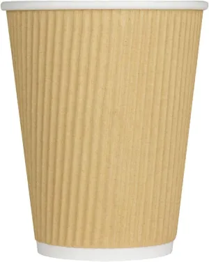 Karat 12 oz Ripple Insulated Coffee Cup [500 Count] Disposable Paper Hot Cup, Sturdy & Leak Proof, 90mm, No Lids