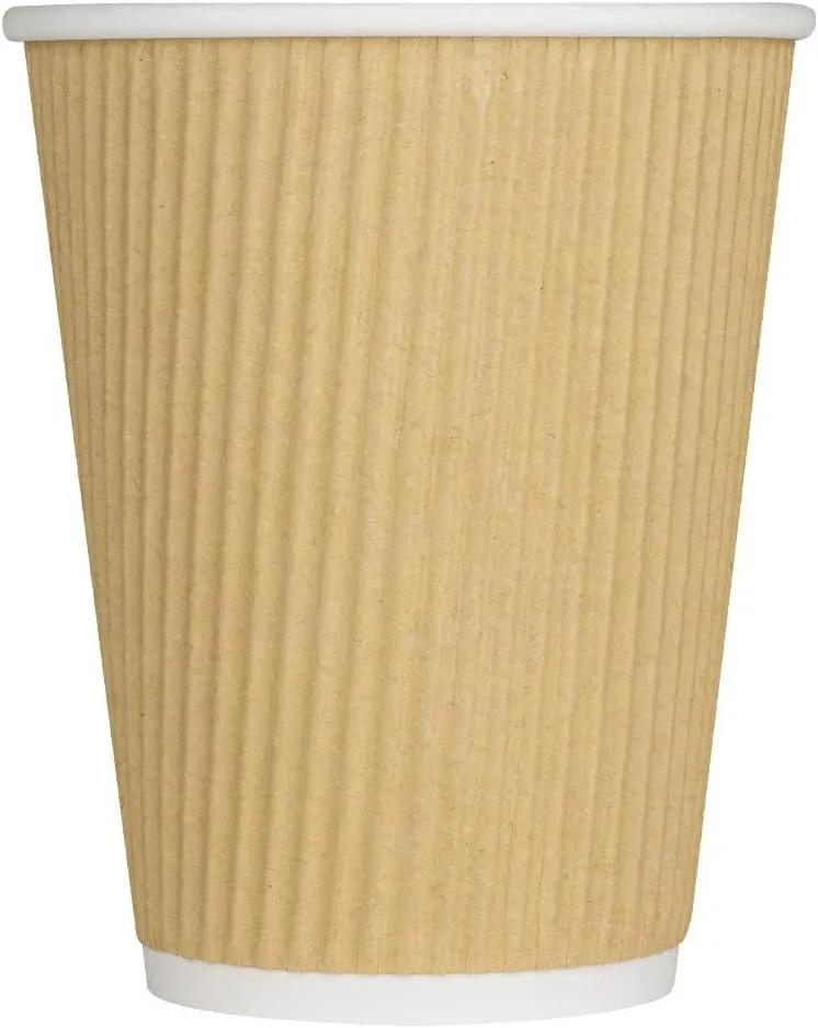 Karat 12 oz Ripple Insulated Coffee Cup [500 Count] Disposable Paper Hot Cup, Sturdy & Leak Proof, 90mm, No Lids