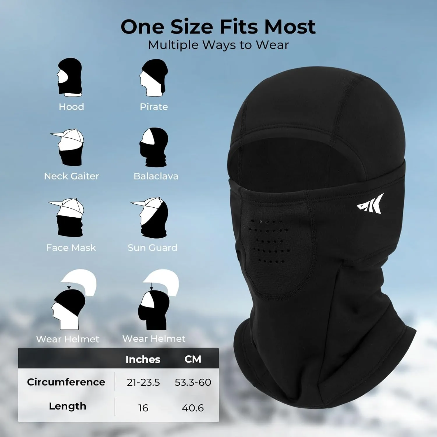 KastKing Winter Mountain Mist Balaclava Face Mask for Men & Women-Ideal Cold Weather Gear for Ice Fishing,Snowmobiling,Skiing