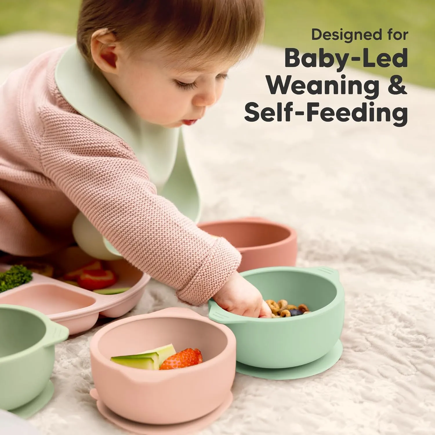 KeaBabies 2-Pack Baby Bowls with Suctions, Lids - Silicone Toddler Suction Bowls for Baby Boy, Girl, Kids, Food Grade Silicone, BPA-Free, Dishwasher Safe, Toddler Eating Essentials (Mellow)
