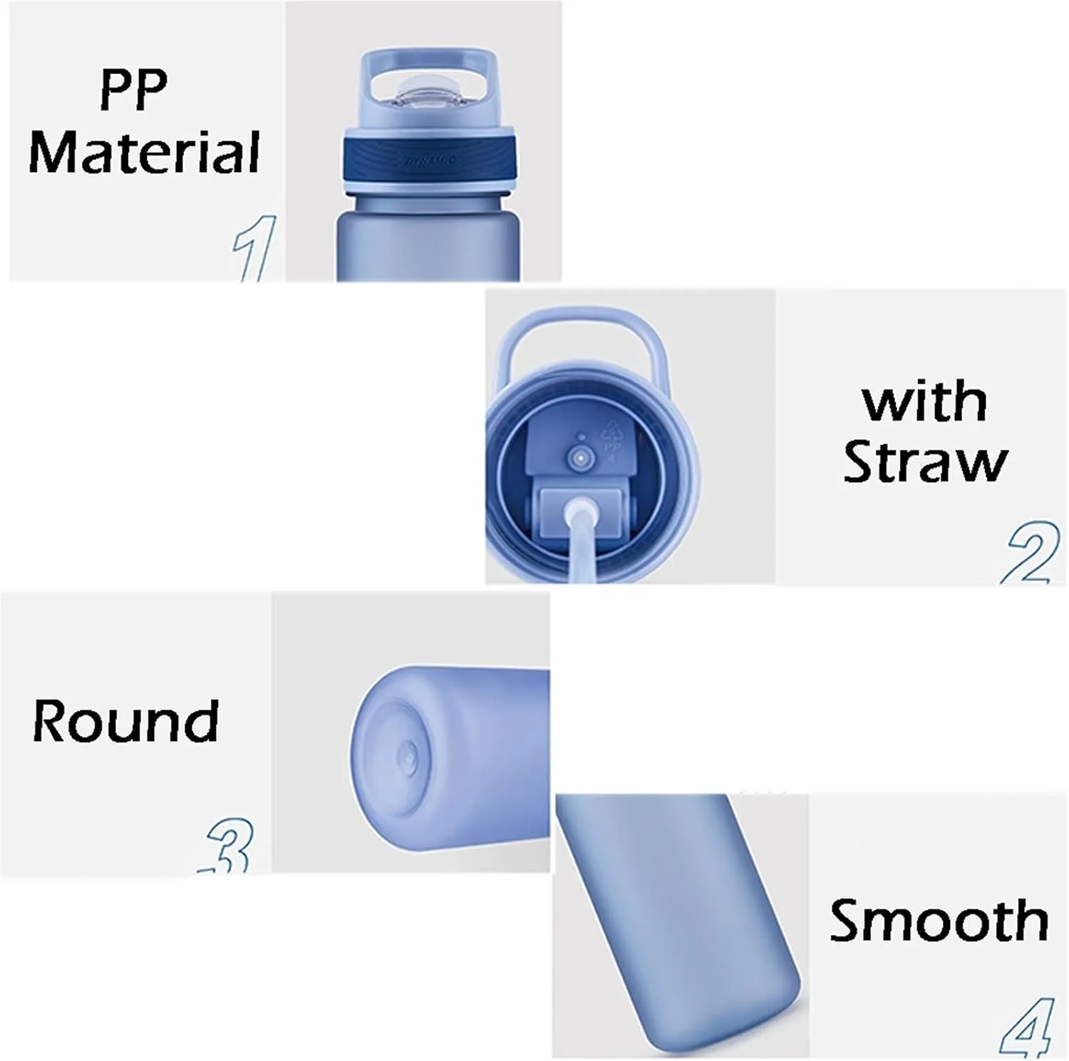kettles Matte texture Plastic Water Bottle with Straw,Portable Sports Bottles BPA Free,Leakproof Cup Durable,for Fitness,Students Gift canteen(B,Medium)