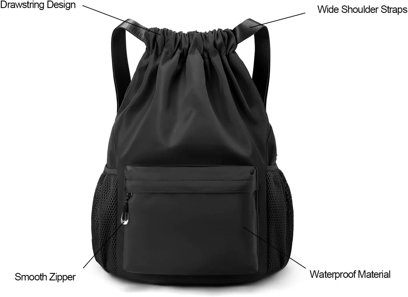 Khaki Drawstring Backpack for Women, Waterproof Drawstring Gym Bag for Men, Small Cinch Sack for Basketball, Pull String Sport Bag for Soccer.