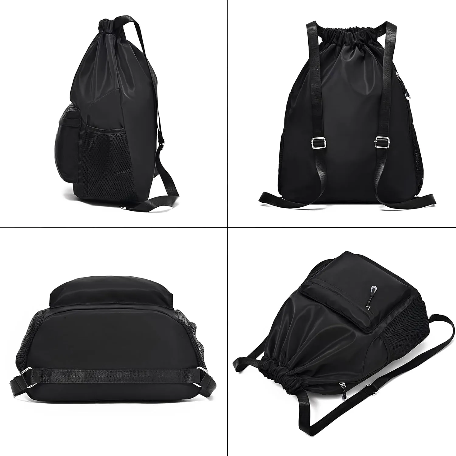 Khaki Drawstring Backpack for Women, Waterproof Drawstring Gym Bag for Men, Small Cinch Sack for Basketball, Pull String Sport Bag for Soccer.