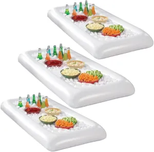 KICHOUSE 3pcs Inflatable Dishes Plates Salad Buffet Ice Cooler for Pool Party Bbq Camping Outdoor