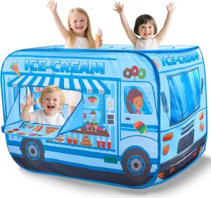 Kids Pop Up Play Tent - Ice Cream Truck, Toys for Ages 2-4, Outdoor Indoor Outside Activities for Toddlers, Air Fort, Play Room/House, Birthday Gifts for 3 4 5 6 8 Year Old Girls Boys