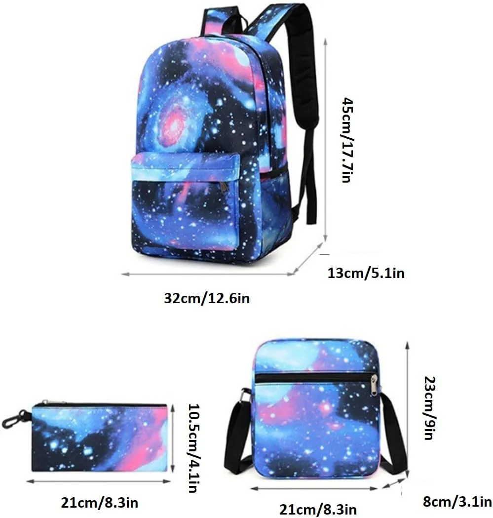 Kids Shadow Milk Cookie Backpack Shoulder Bag Pencil Case 3PCS Set - 17in (J,3cps)
