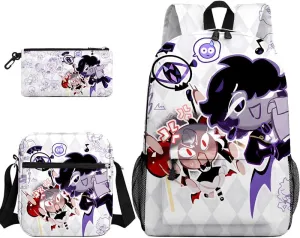 Kids Shadow Milk Cookie Backpack Shoulder Bag Pencil Case 3PCS Set - 17in (J,3cps)