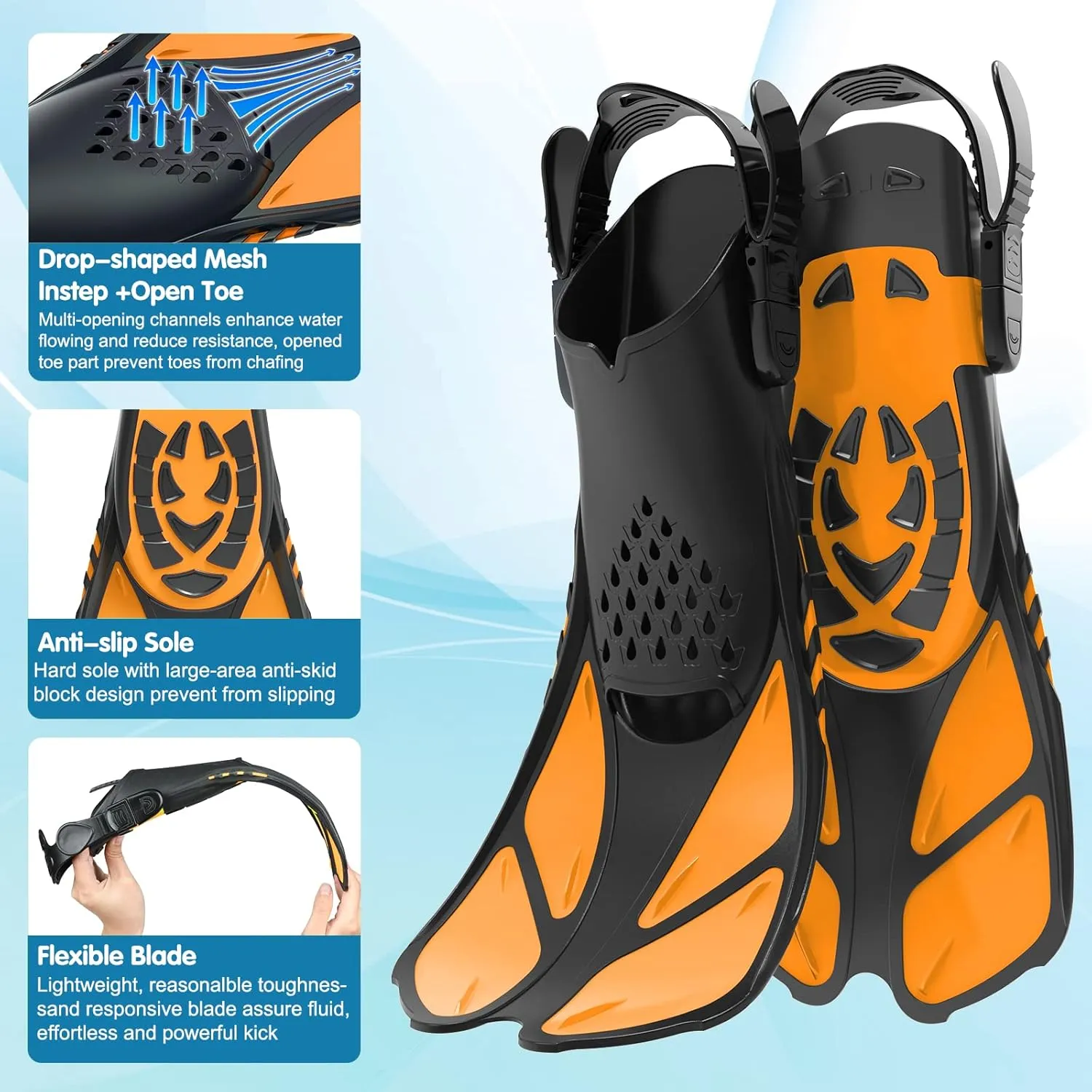 Kids Snorkel Set, Mask Fins Snorkeling Gear for Kids Anti-Fog Swim Goggles 180 Panoramic View Dry Top Snorkel and Dive Flippers Combo with Travel Bag for Snorkeling Training Swimming Diving