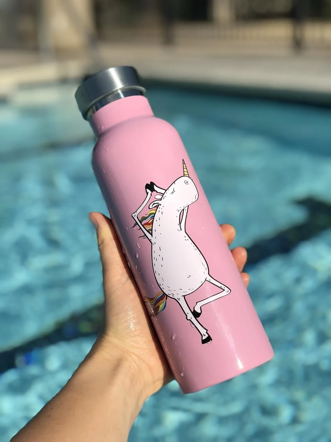 Kids Water Bottle Easy-Sip Straw Lid Leak-Proof Insulated Stainless Steel Thermos Perfect for School & Pickleball 3 Lids BPA-Free Keeps Drinks Cold for 24 Hours (Unicorn 17oz)