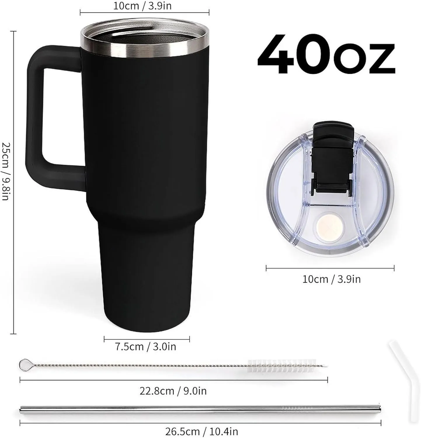 King Of Arctic Bear Insulated Tumblers Funny Glasses with Handle Lid Straw Stainless Steel Water Bottles for Car Travel Office 40oz