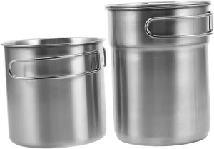 Kisangel 2pcs Foldable Stainless Steel Camping Cups with Handles Lightweight and Stackable Mugs for Outdoor Cooking Hiking Picnics and Backpacking Versatile Breakfast and Beverage