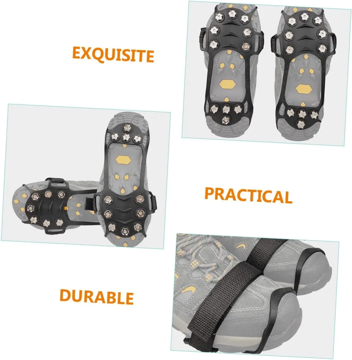 Kisangel Mountaineering Covers Boot Grippers Ice Grippers Shoe Spikes Ice Crusher Slip-on Shoe Gripper Shoe Ice
