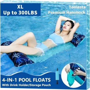 Lake Floats Water Swimming Pool Hammock，XL Hammock Floaties for Adults,Inflatable PoolLounger, Fabric Mesh Floating Heavy Duty up to 300 LBS, 5-in-1 Multi-Purpose Floating Toys Vacation Fun and Rest