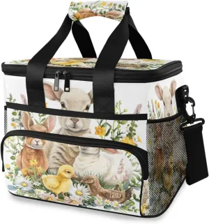 Lamb Bunny Ducklings Chicken Cooler Bag Insulated Cooler Soft Sided Cooler 24 Can Portable Picnic Bag Large Leakproof Lunch Bag Box for Beach Grocery Camping Travel Car Men Women