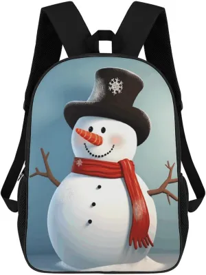 Laptop Backpack for Men 17 Inch Cute Snowman Work Casual Backpack Lightweight Travel Shoulder Bag