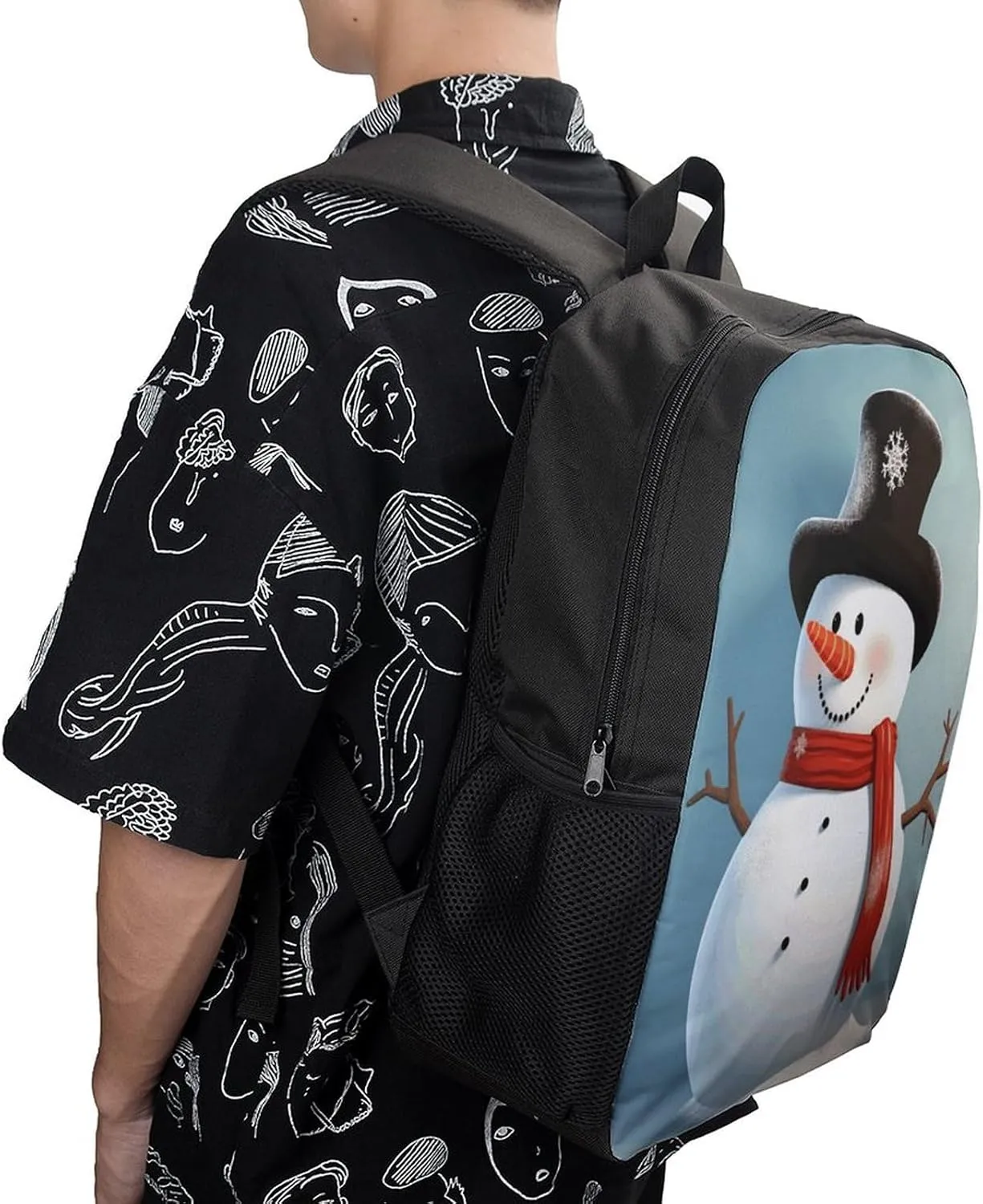Laptop Backpack for Men 17 Inch Cute Snowman Work Casual Backpack Lightweight Travel Shoulder Bag