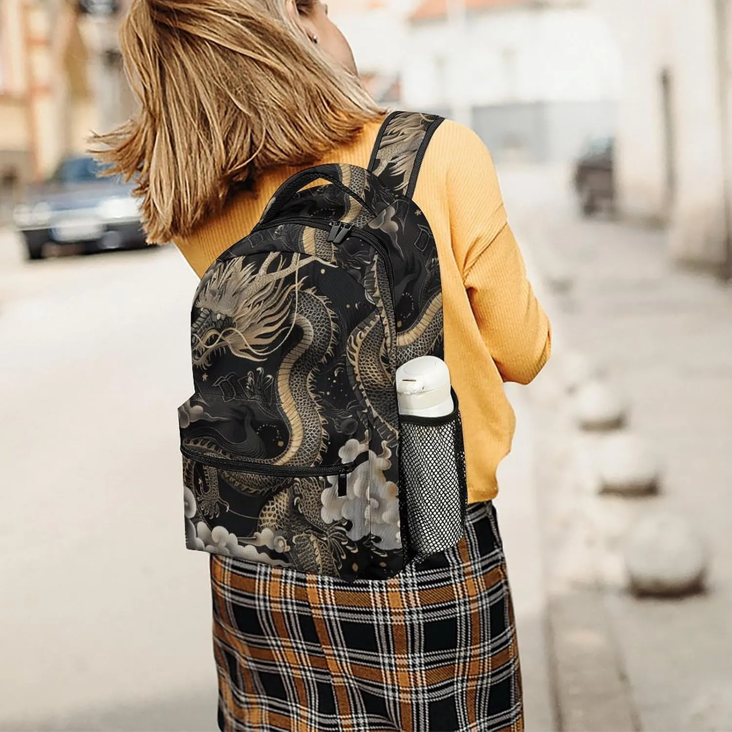 Laptop Backpack for Men Women Lightweight Daypack with Compartment Rucksack Black Chinese Dragon Laptop Bag