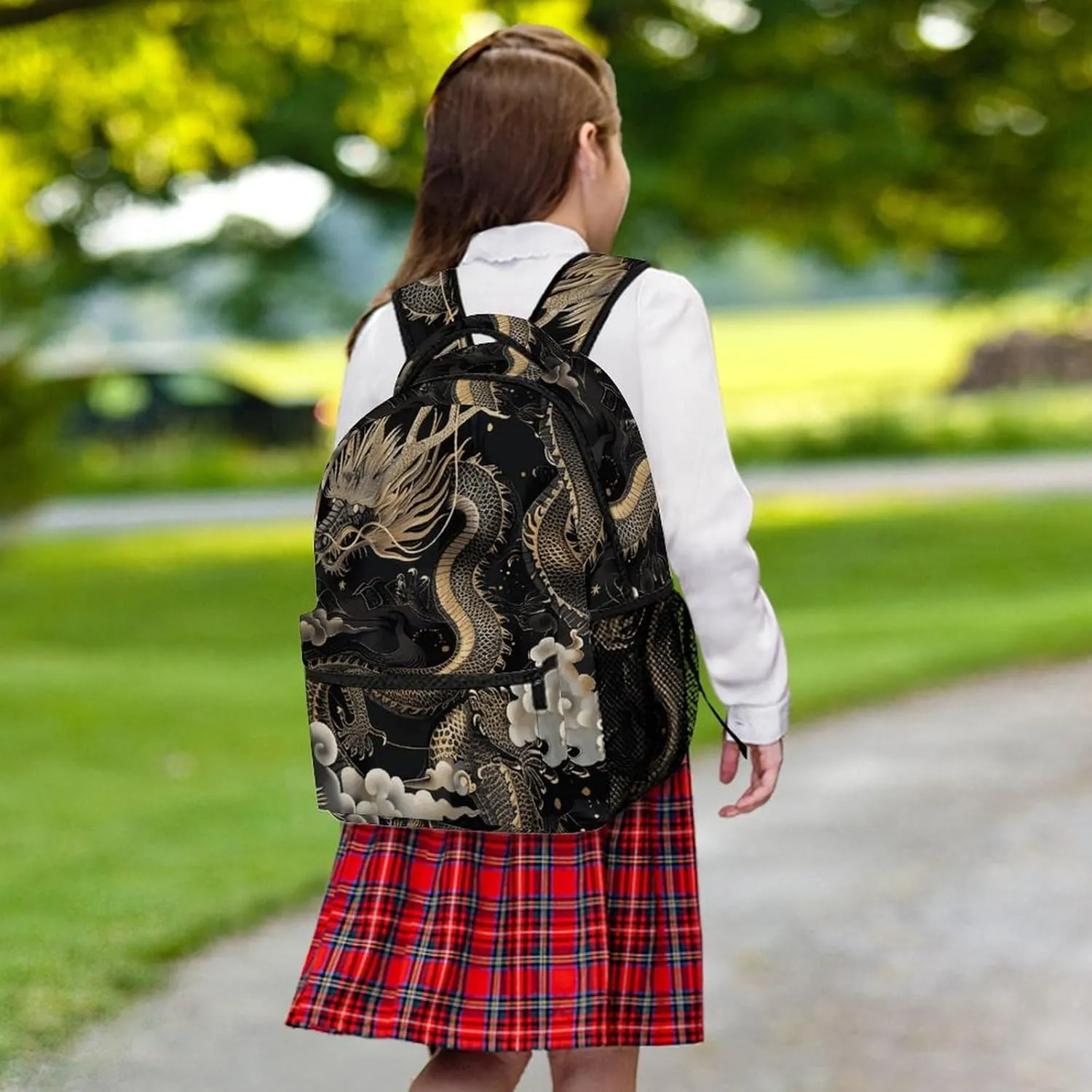 Laptop Backpack for Men Women Lightweight Daypack with Compartment Rucksack Black Chinese Dragon Laptop Bag