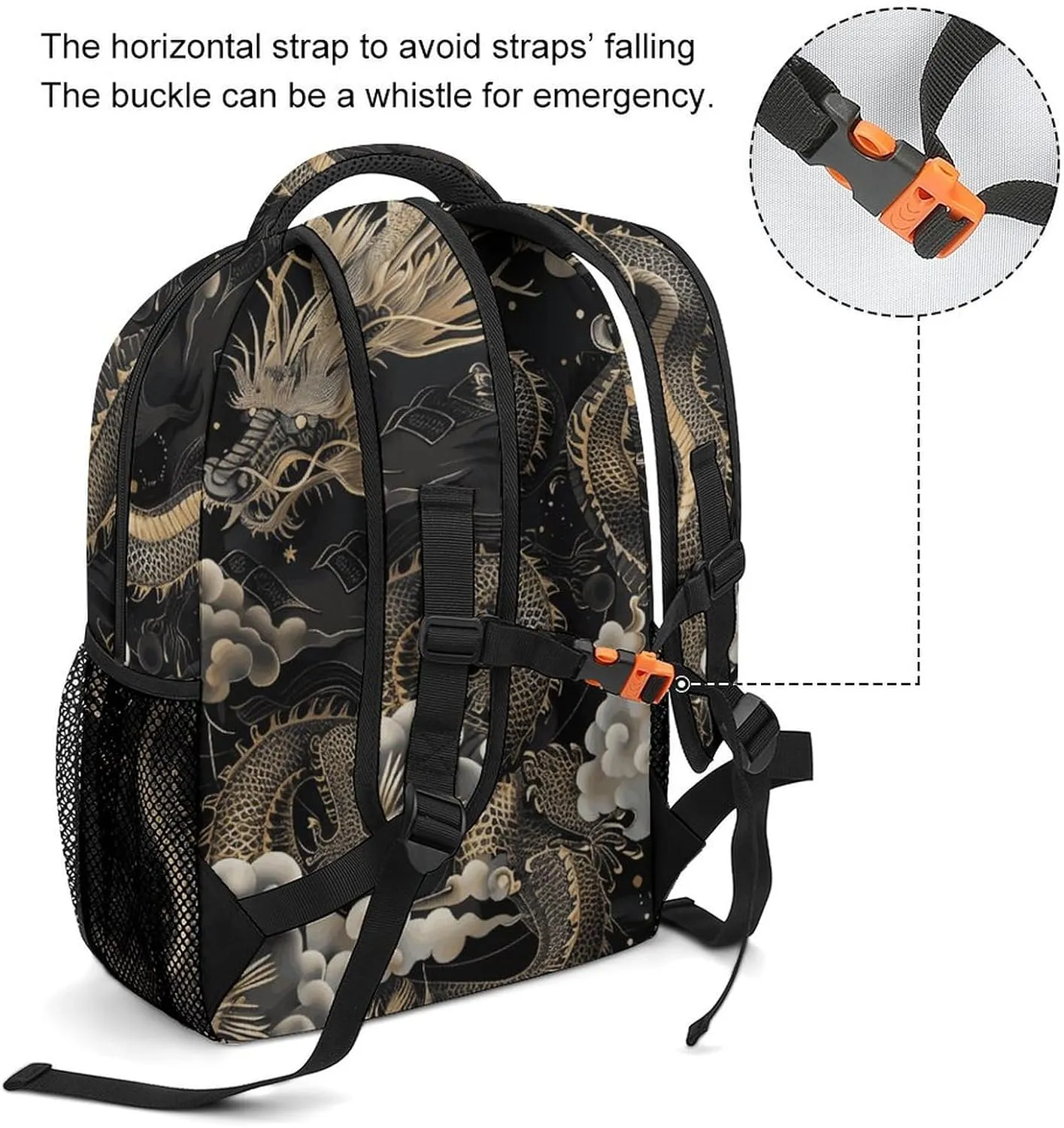 Laptop Backpack for Men Women Lightweight Daypack with Compartment Rucksack Black Chinese Dragon Laptop Bag