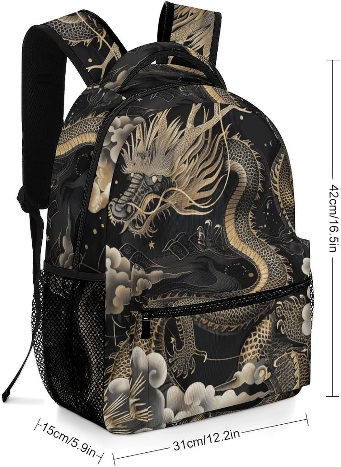 Laptop Backpack for Men Women Lightweight Daypack with Compartment Rucksack Black Chinese Dragon Laptop Bag