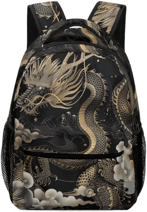 Laptop Backpack for Men Women Lightweight Daypack with Compartment Rucksack Black Chinese Dragon Laptop Bag