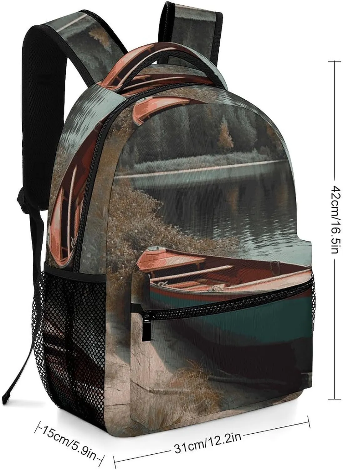Laptop Backpack for Men Women Lightweight Daypack with Compartment Rucksack Boat Moored on Shore Laptop Bag