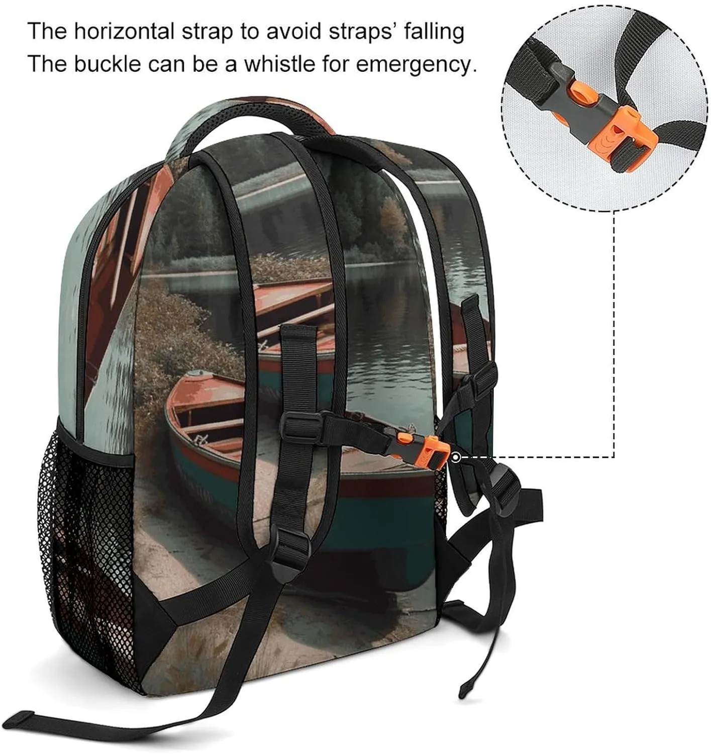 Laptop Backpack for Men Women Lightweight Daypack with Compartment Rucksack Boat Moored on Shore Laptop Bag