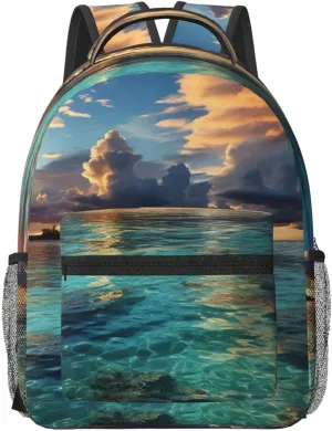 Laptop Backpack for Men Women Lightweight Travel Backpack Beautiful view of the sea Daypack Laptop Bag for Travel