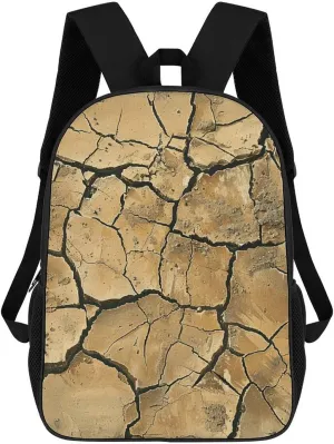 Laptop Backpack for Men Women Lightweight Travel Bag Brown Cracks Pictures Casual Daypack 17 Inch Adjustable Shoulder Bag for Work