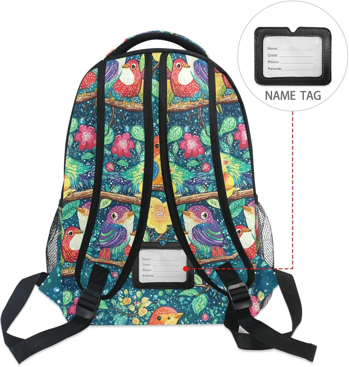 Laptop Backpack for Unisex Adult Waterproof Outdoor Backpack with Chest Strap for Business Work College Travel Trip Parents' Day Bird Family