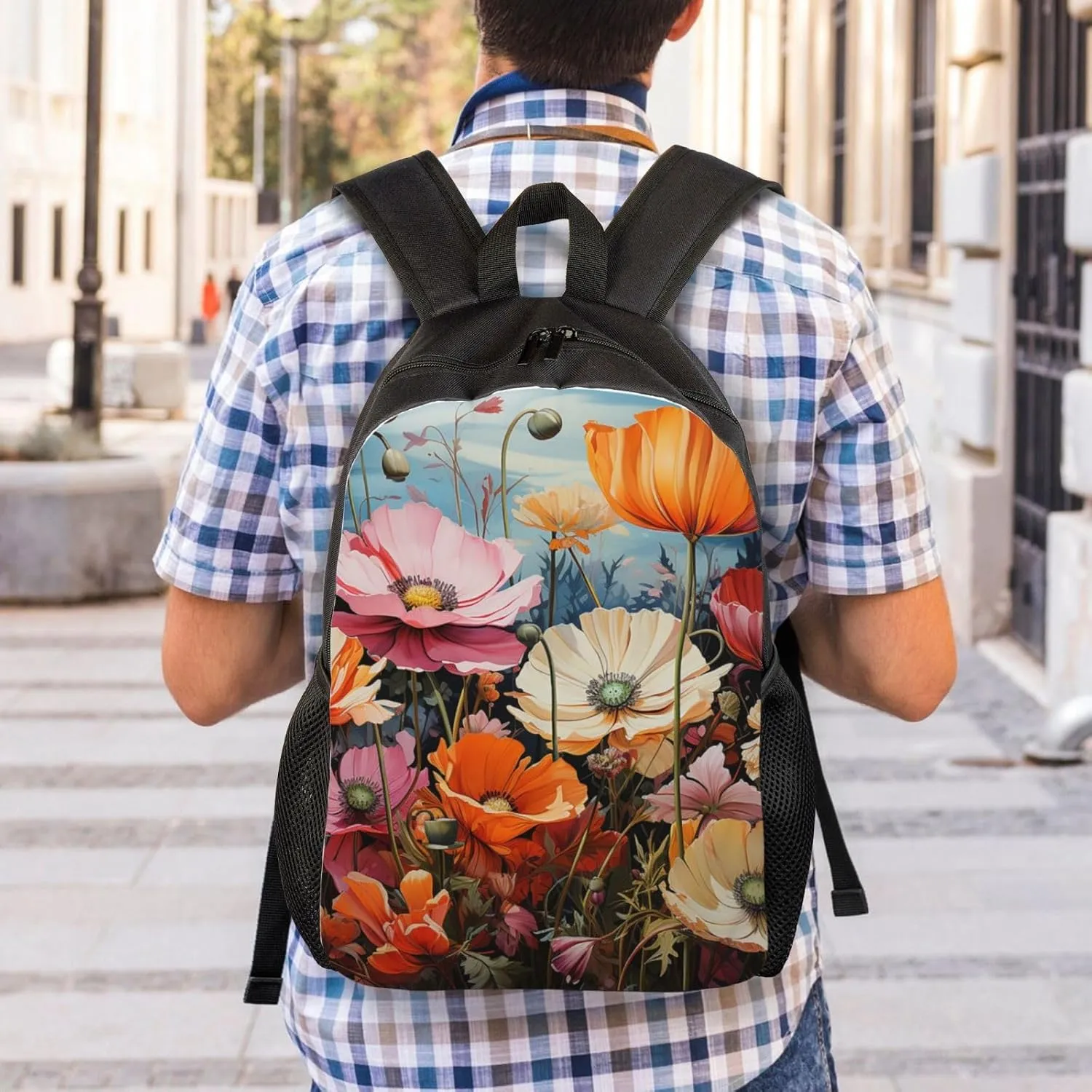 Laptop Backpack for Women Men Carry-on Backpack Wild Flowers Daypack Lightweight Travel Shoulder Bags