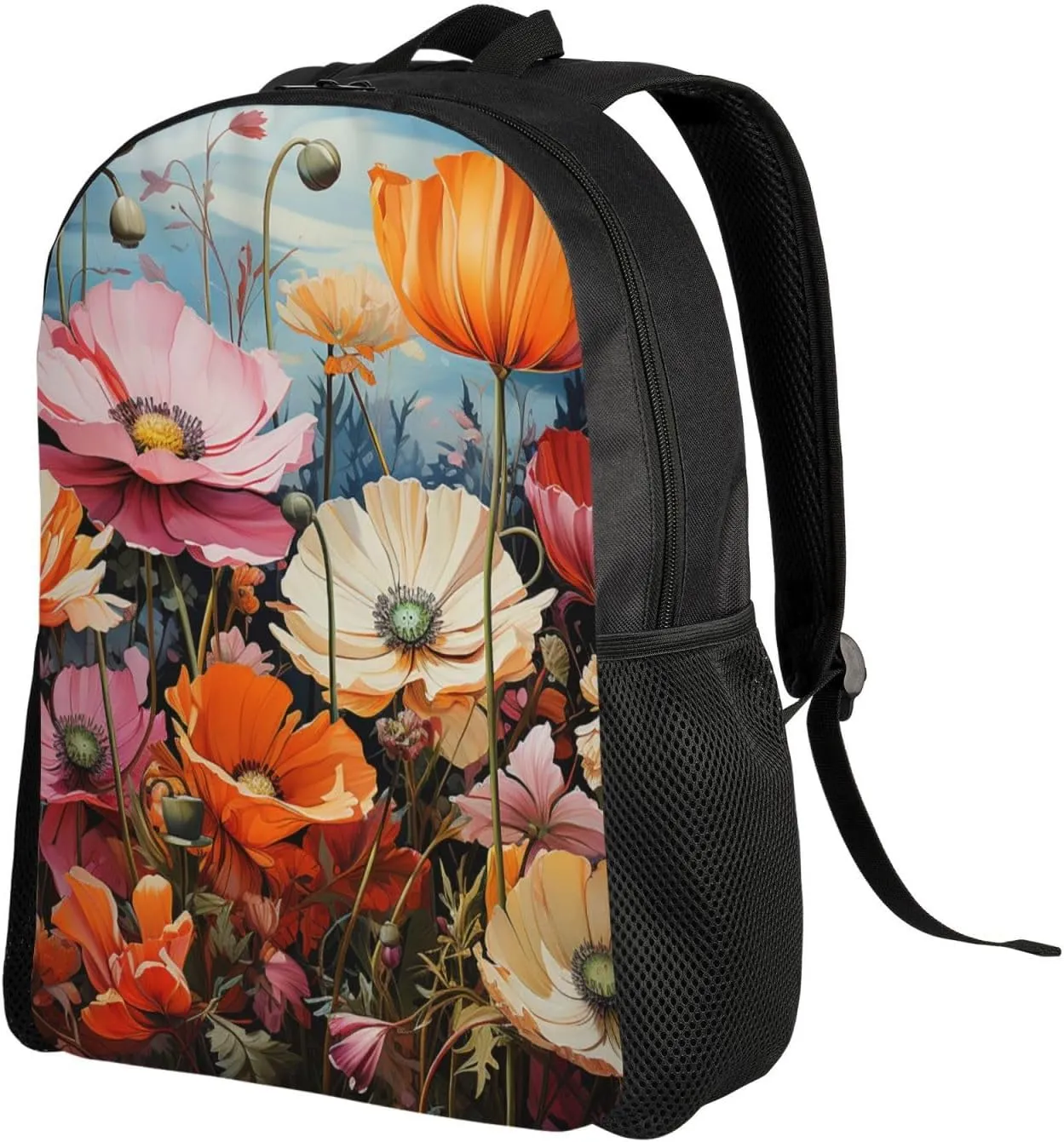 Laptop Backpack for Women Men Carry-on Backpack Wild Flowers Daypack Lightweight Travel Shoulder Bags