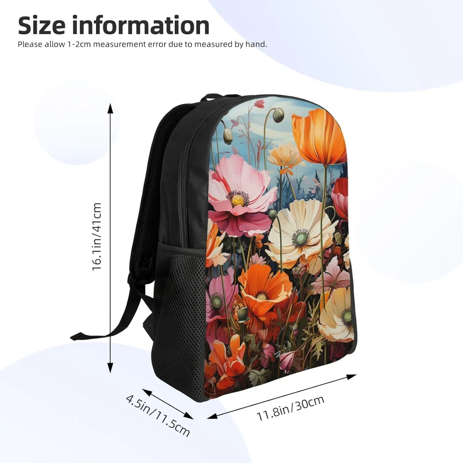 Laptop Backpack for Women Men Carry-on Backpack Wild Flowers Daypack Lightweight Travel Shoulder Bags