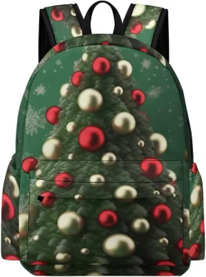 Laptop Backpack for Women Men Daypack Waterproof Round Ball Christmas Tree Computer Bag Business Work Bag for Travel
