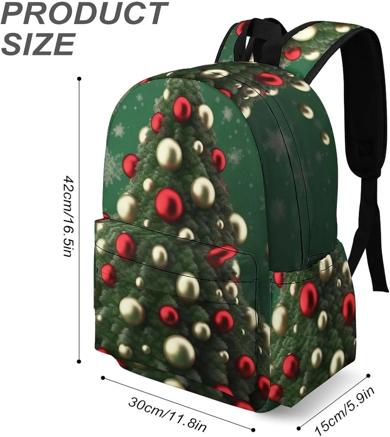 Laptop Backpack for Women Men Daypack Waterproof Round Ball Christmas Tree Computer Bag Business Work Bag for Travel