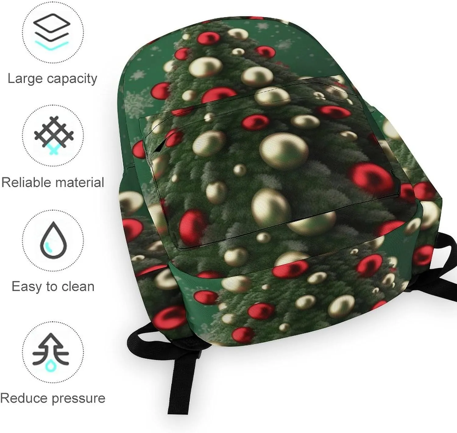 Laptop Backpack for Women Men Daypack Waterproof Round Ball Christmas Tree Computer Bag Business Work Bag for Travel