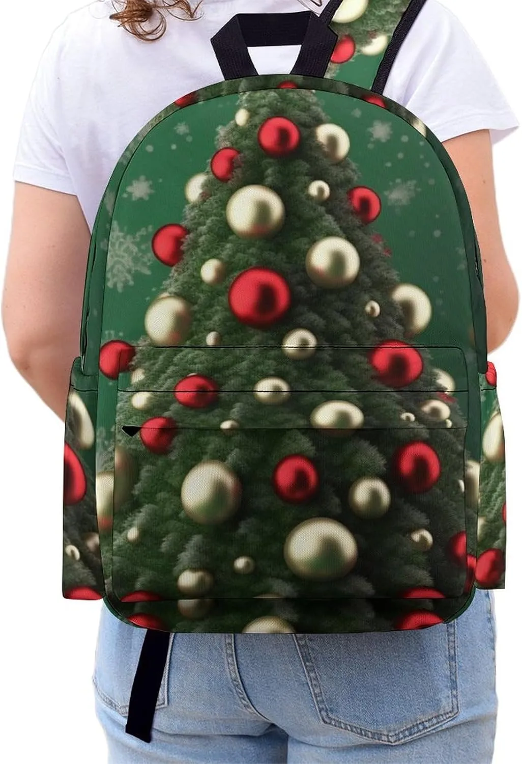 Laptop Backpack for Women Men Daypack Waterproof Round Ball Christmas Tree Computer Bag Business Work Bag for Travel