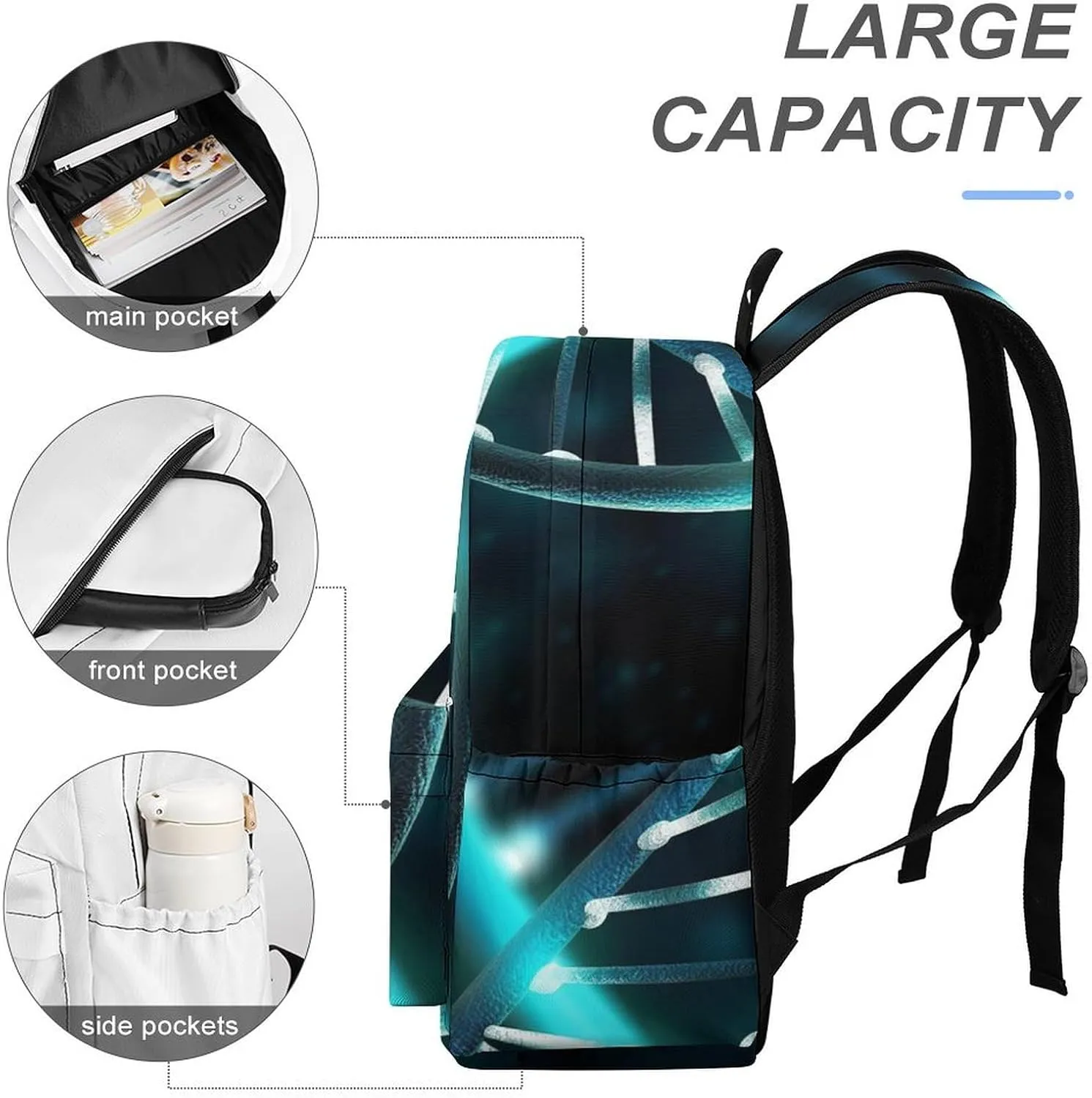 Laptop Backpack for Women Men Daypack Waterproof Science Gene Strand Computer Bag Business Work Bag for Travel