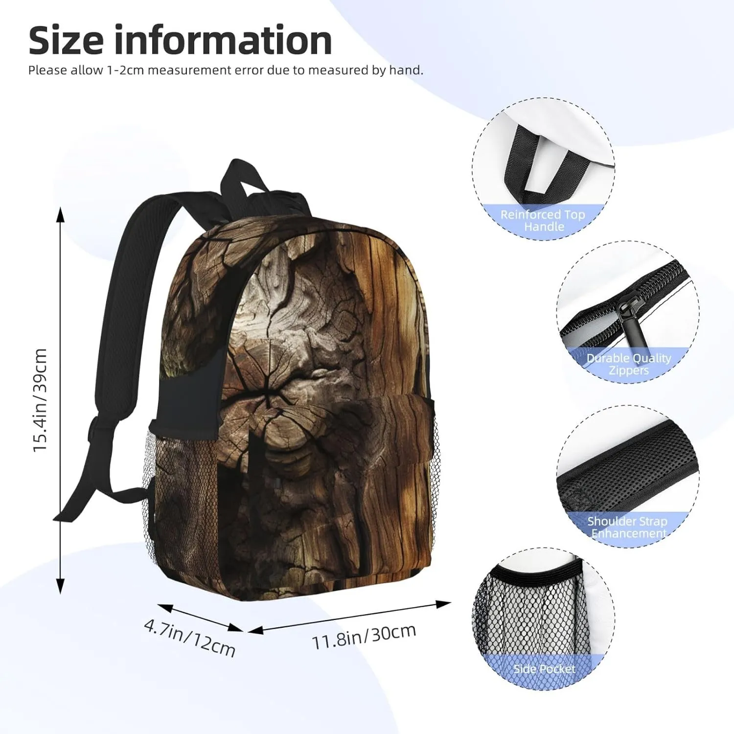 Laptop Backpack Lightweight Backpack for Men Women Daypack Tree Trunk Laptop Bag Casual Backpack for Travel