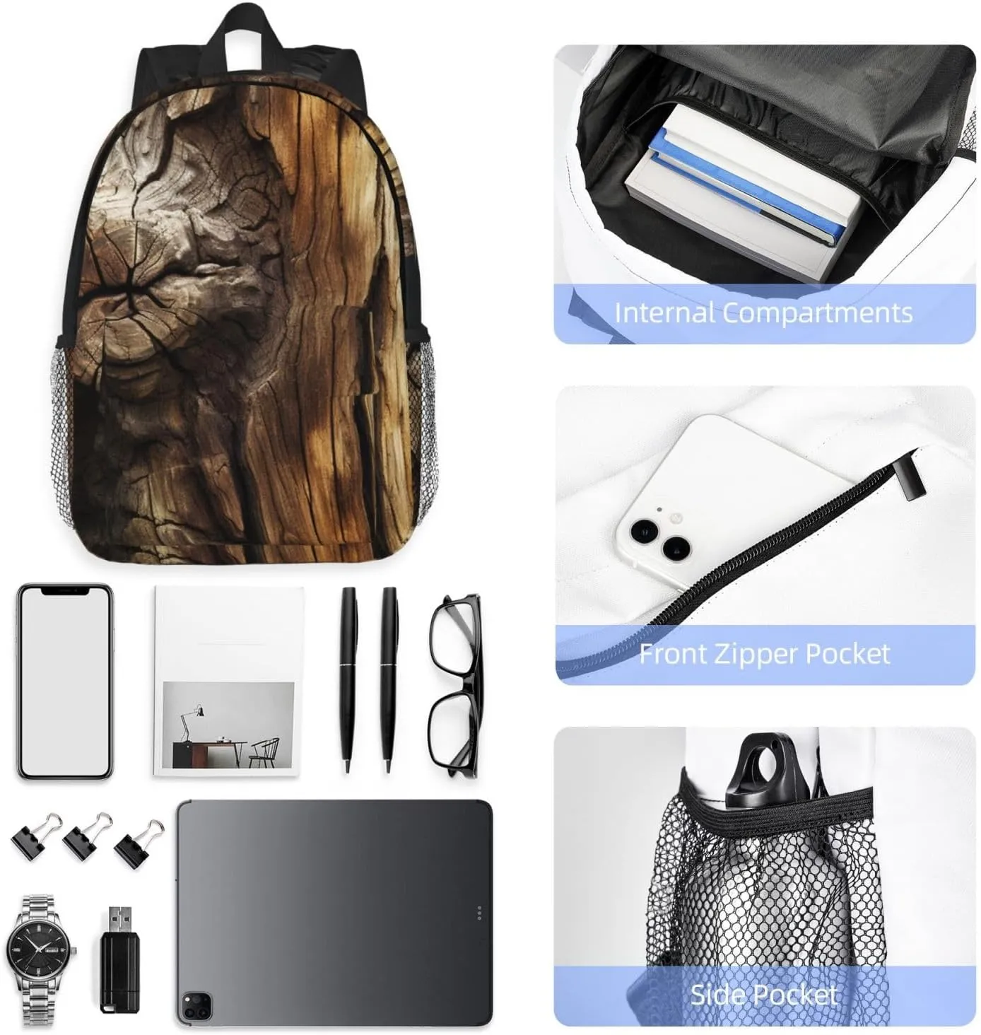 Laptop Backpack Lightweight Backpack for Men Women Daypack Tree Trunk Laptop Bag Casual Backpack for Travel