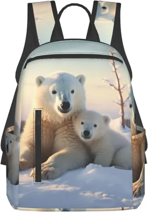 Laptop Backpack Lightweight Hiking Backpack Cute Polar Bears Weekender Bag Travel Daypack for Women Men