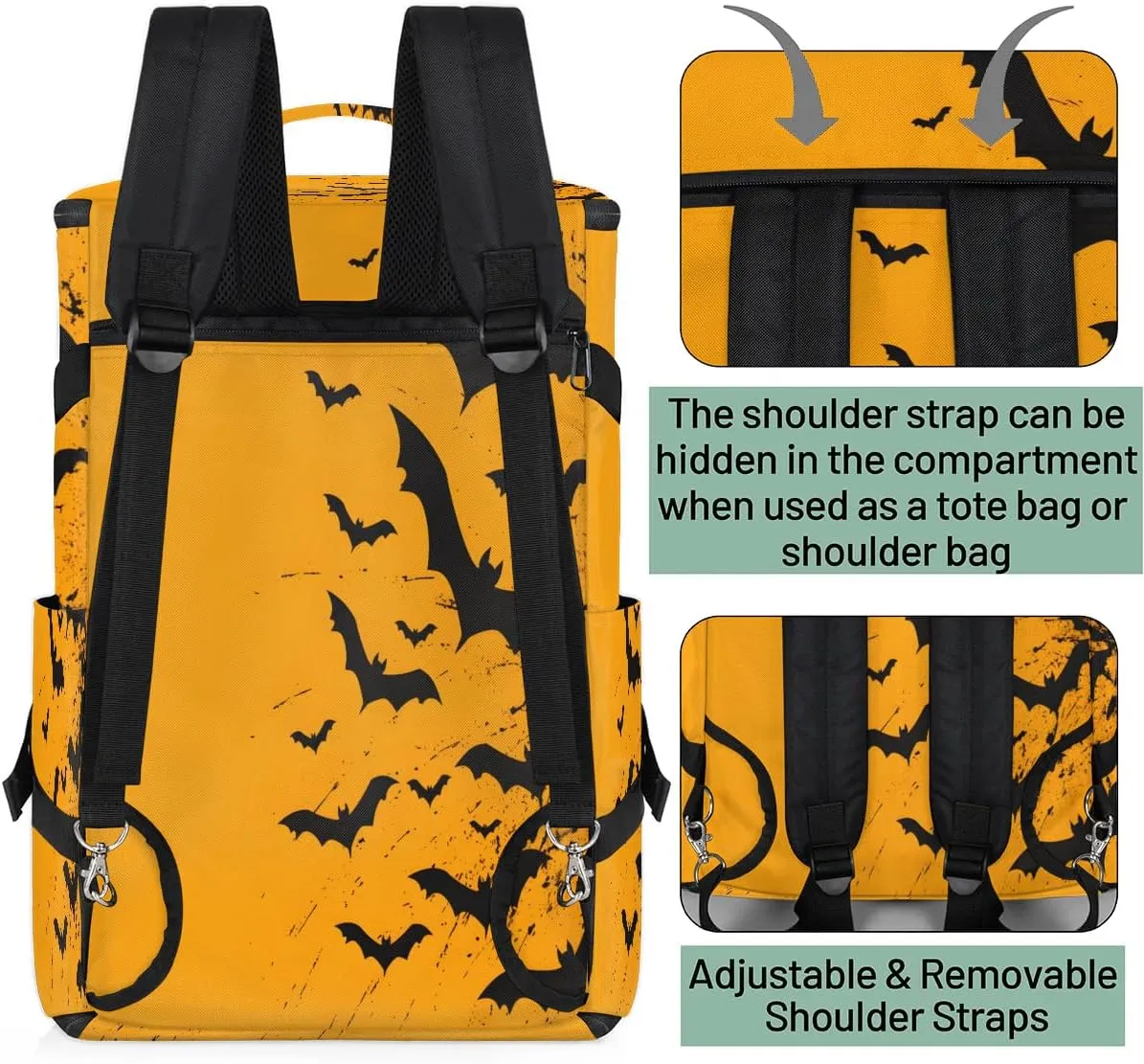 Large Carry on Backpack for Women Men Multi-function Gym Duffle Bag Halloween Bats Backpack Polyester Waterproof Duffel Bags