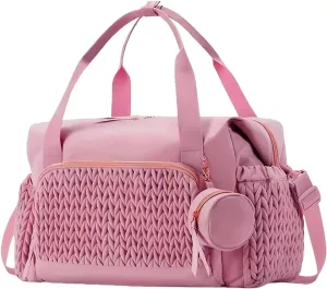 Large Crossbody Diaper Tote with Changing Pad, Mommy Storage Bag, Mommy Hospital Bags for Labor and Delivery (Pink)