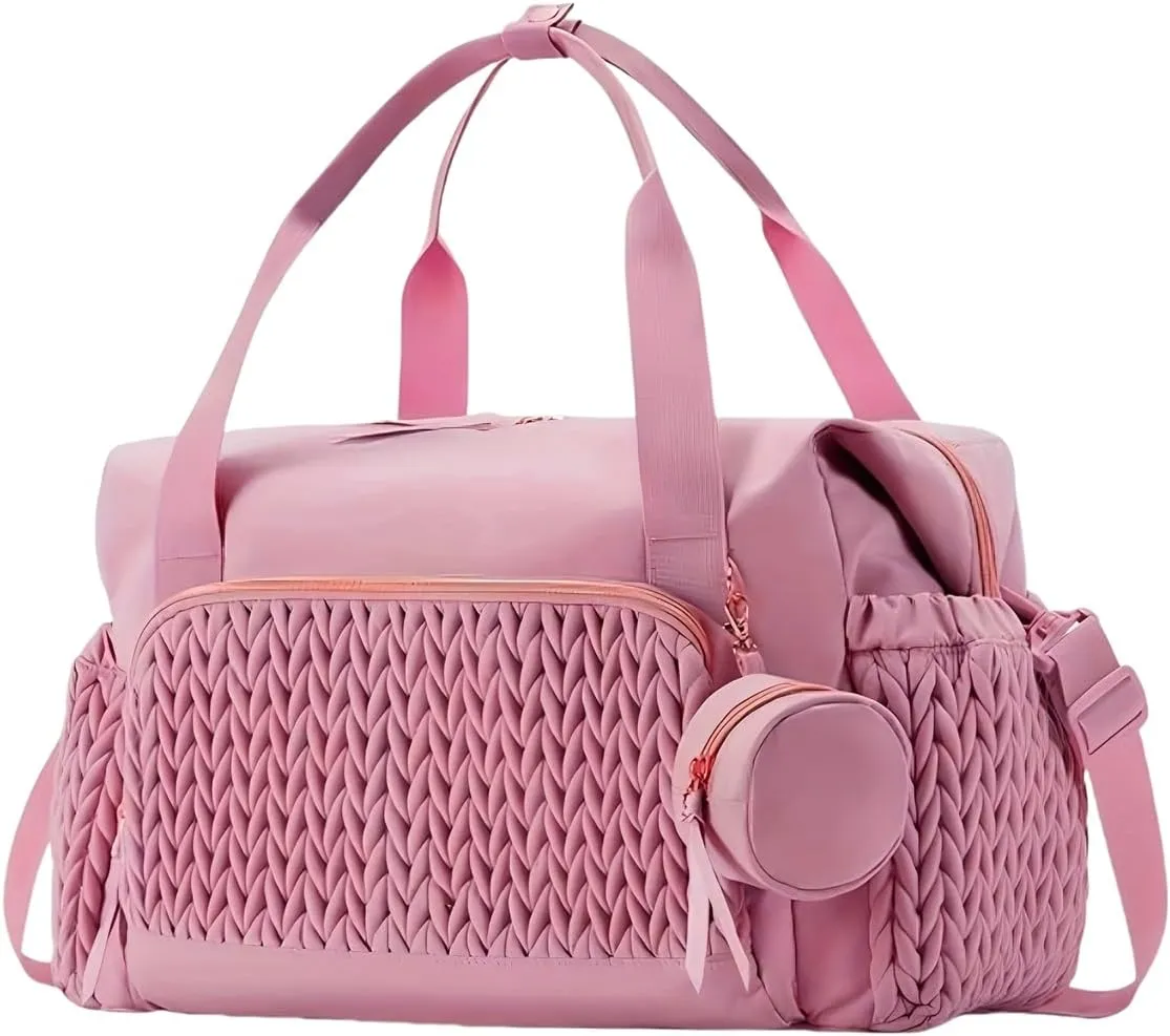 Large Crossbody Diaper Tote with Changing Pad, Mommy Storage Bag, Mommy Hospital Bags for Labor and Delivery (Pink)