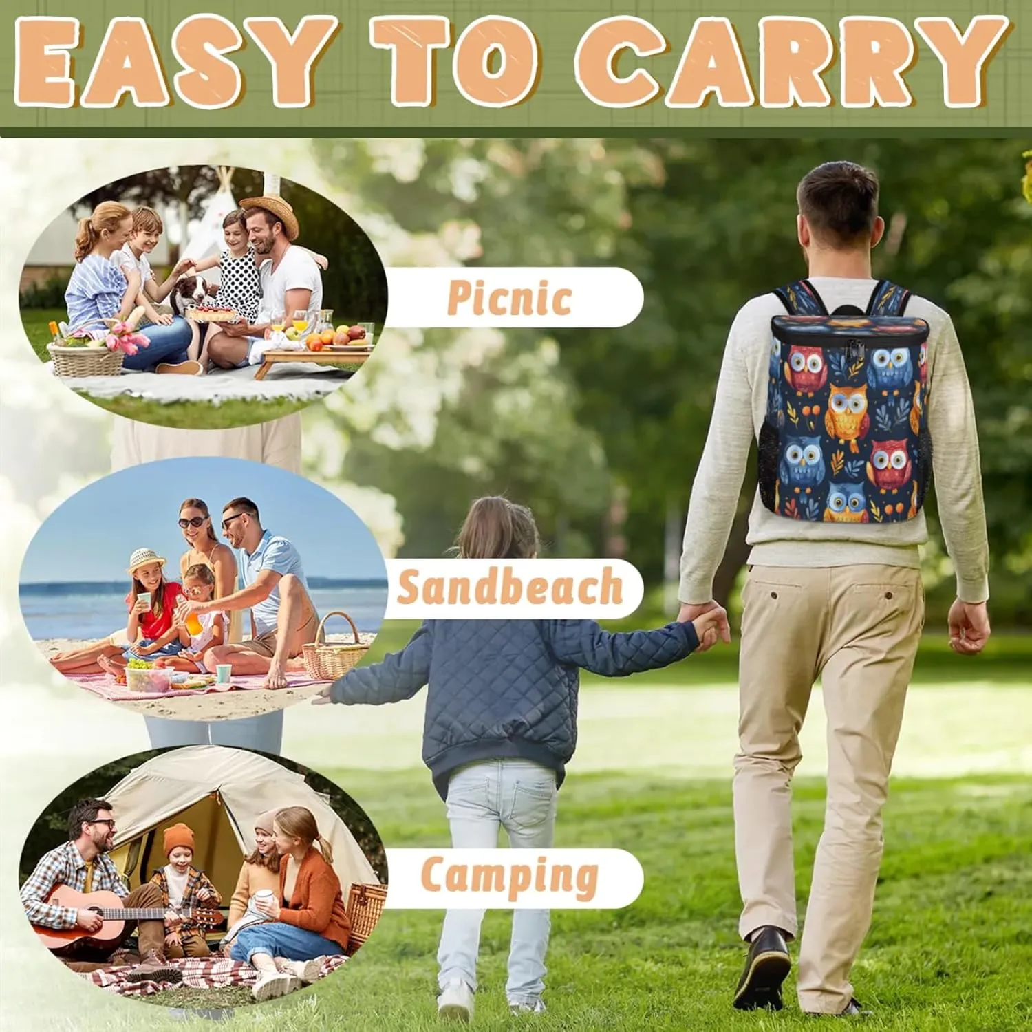 Large Insulated Cooler Backpack, Leak Proof Backpack 30 Cans, Cooler Bag for 12h Hot/Cold Retention