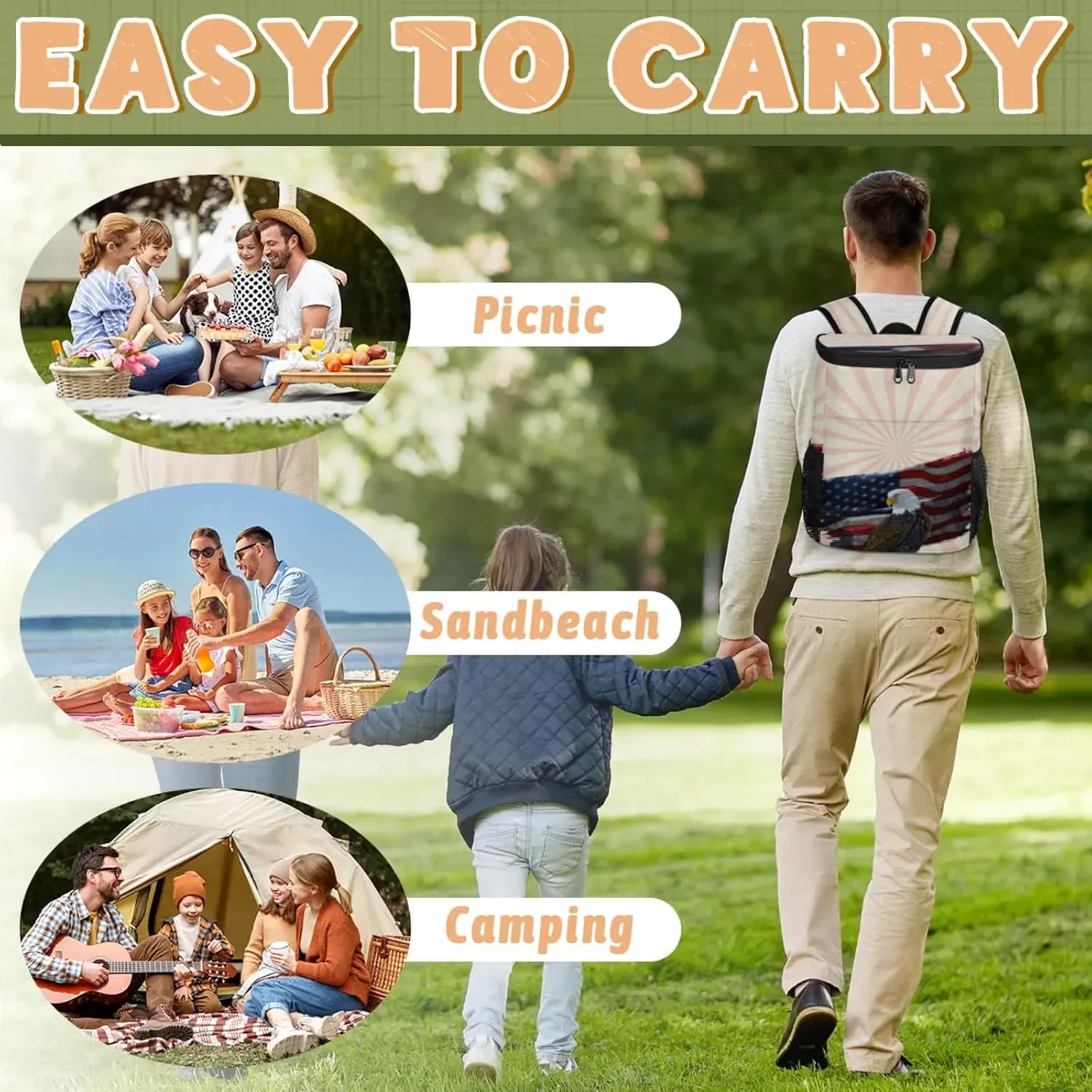 Large Insulated Cooler Backpack, Leak Proof Backpack 30 Cans, Cooler Bag for 12h Hot/Cold Retention