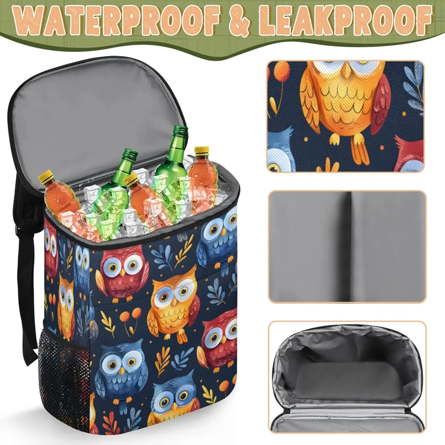 Large Insulated Cooler Backpack, Leak Proof Backpack 30 Cans, Cooler Bag for 12h Hot/Cold Retention