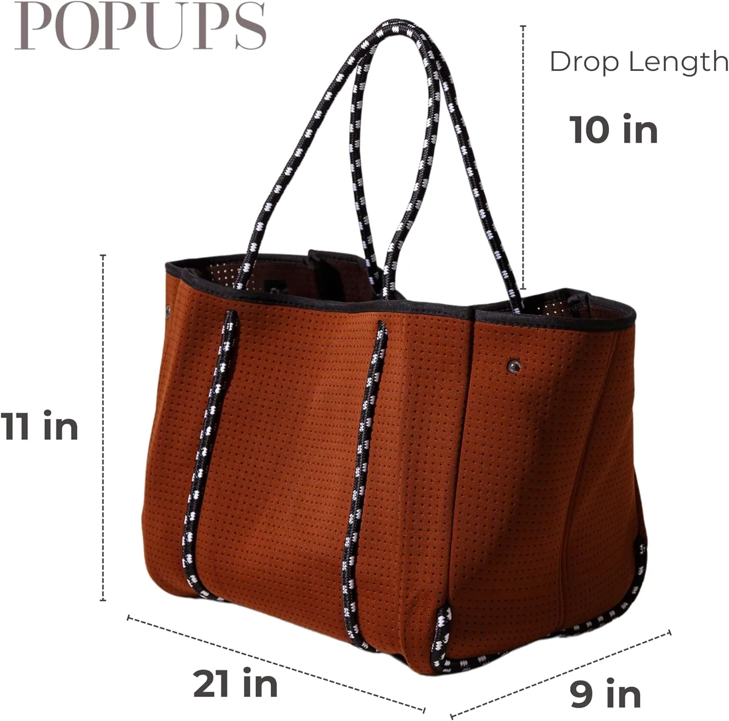 Large Neoprene Tote Bag for Women - Everyday Designer Handbag for Travel Work and Beach with Pockets and Zipper Pouch