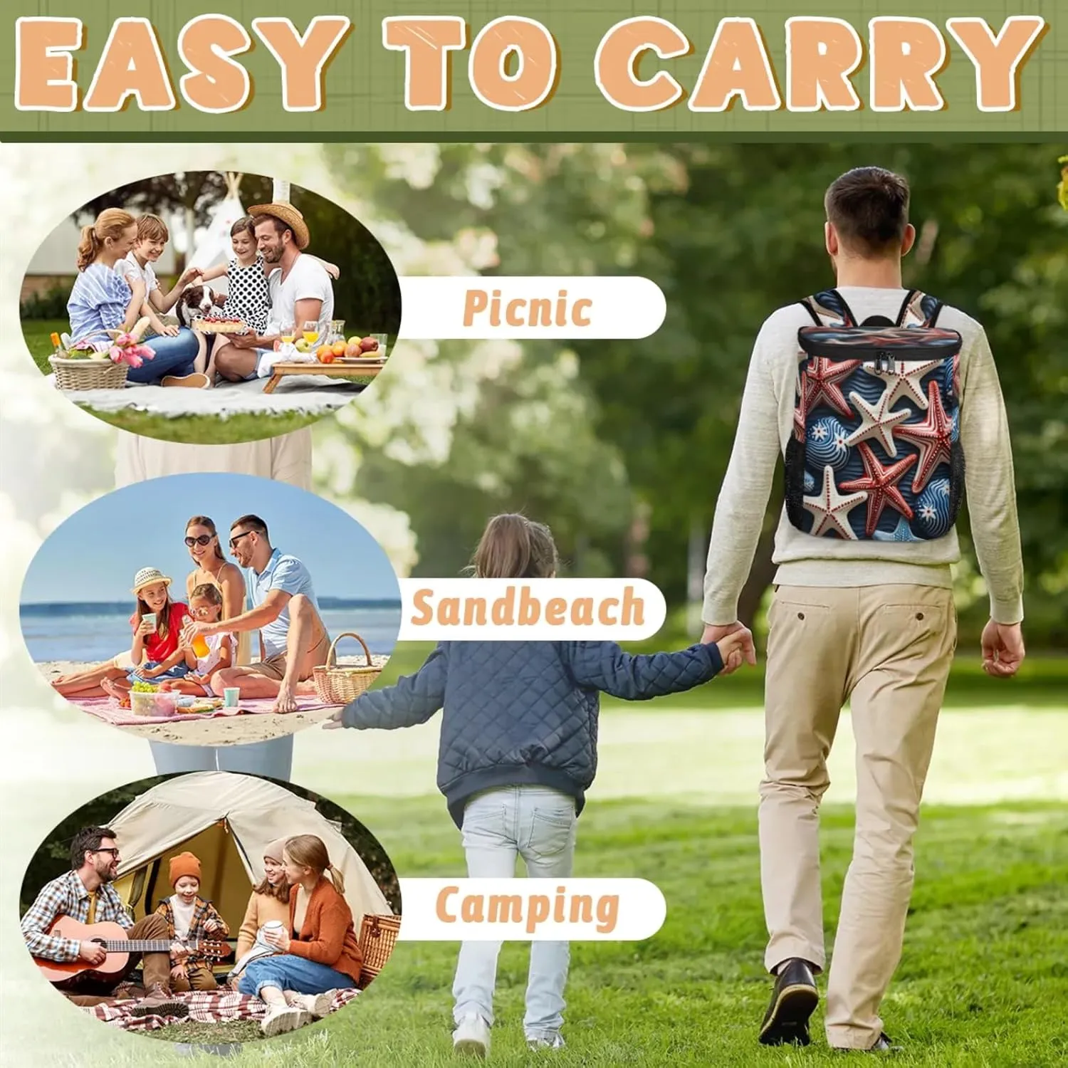 Large Waterproof Insulated Cooler Backpack, Leak Proof Cooler Backpack for Camping, Picnic Travel Outdoor